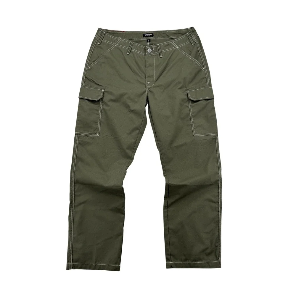 True Religion Cargo Pants Mens 36 Green New Contrast Stitch Horseshoe 700820